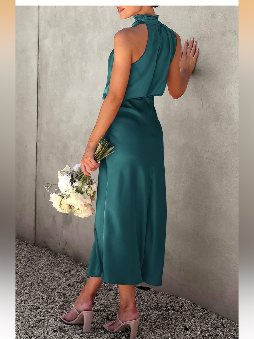 NWT PrettyGarden Teal Sleeveless High-Neck Dress - Picture 7 of 7